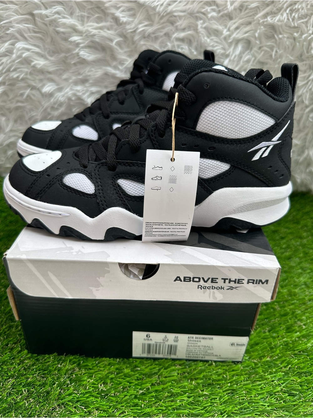 Reebok Kids Black and White Mid-Top Sneakers